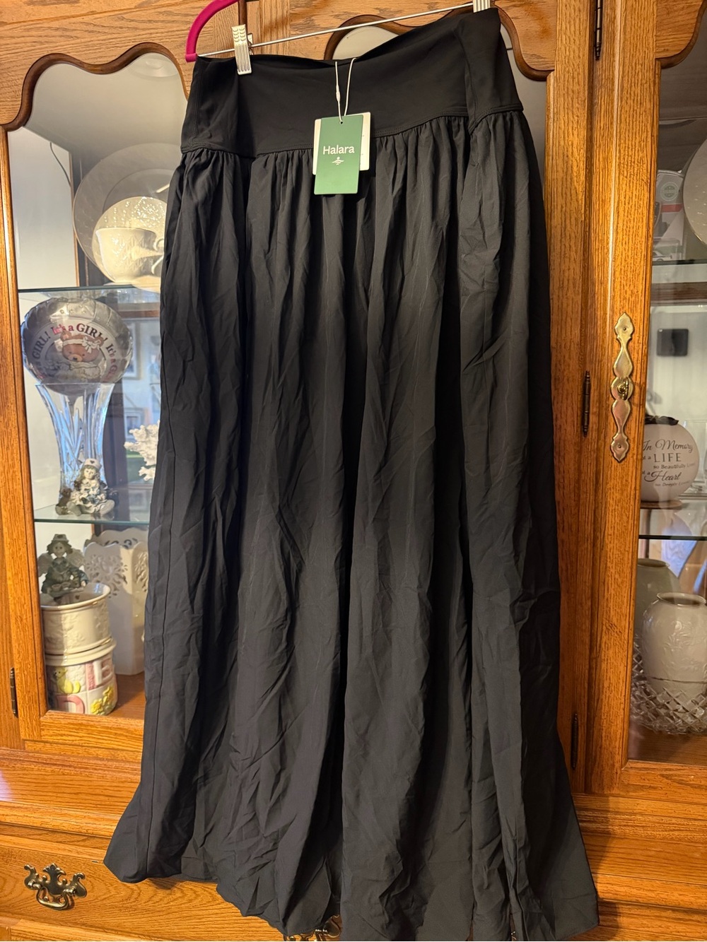 NWT Halara Breezeful™ High Waisted 2-in-1 Flowy Quick Dry Maxi Skirt - Black, 1x